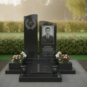 Гранитный вертикальный светский памятник - ПН305