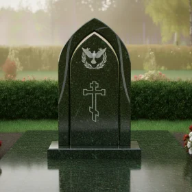 Гранитный вертикальный памятник с крестом - ПН325