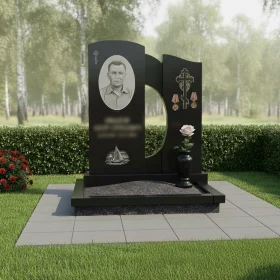 Гранитный элитный вертикальный памятник - ПН328