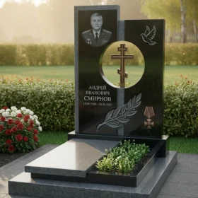 Гранитный памятник с православным крестом - ПН329