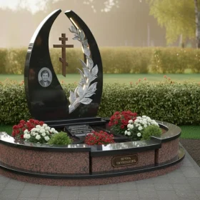 Элитный Гранитный памятник с крестом для одного - ПН374