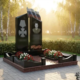 Гранитный вертикальный светский памятник для одного - ПН405