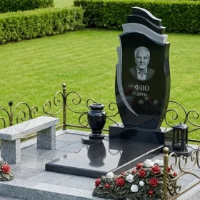 Светский гранитный памятник с мемориалом - ПН467