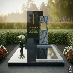 Комбинированный православный памятник вертикальный - ПН577