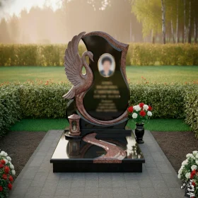 Комбинированный вертикальный памятник светский - ПН583