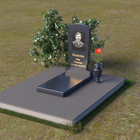 Гранитный монумент со скругленными углами, гранит Блю Перл