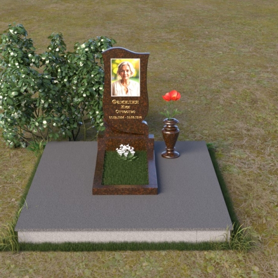 Гранитный монумент в форме раскрытой книги, гранит Дымовский, вид 3