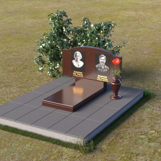 Надгробие горизонтальное с волнообразной вершиной, гранит Лезниковский