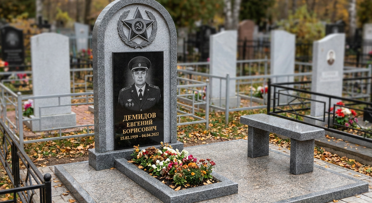 Пример дизайна: Памятник сотруднику МВД из серого гранита
