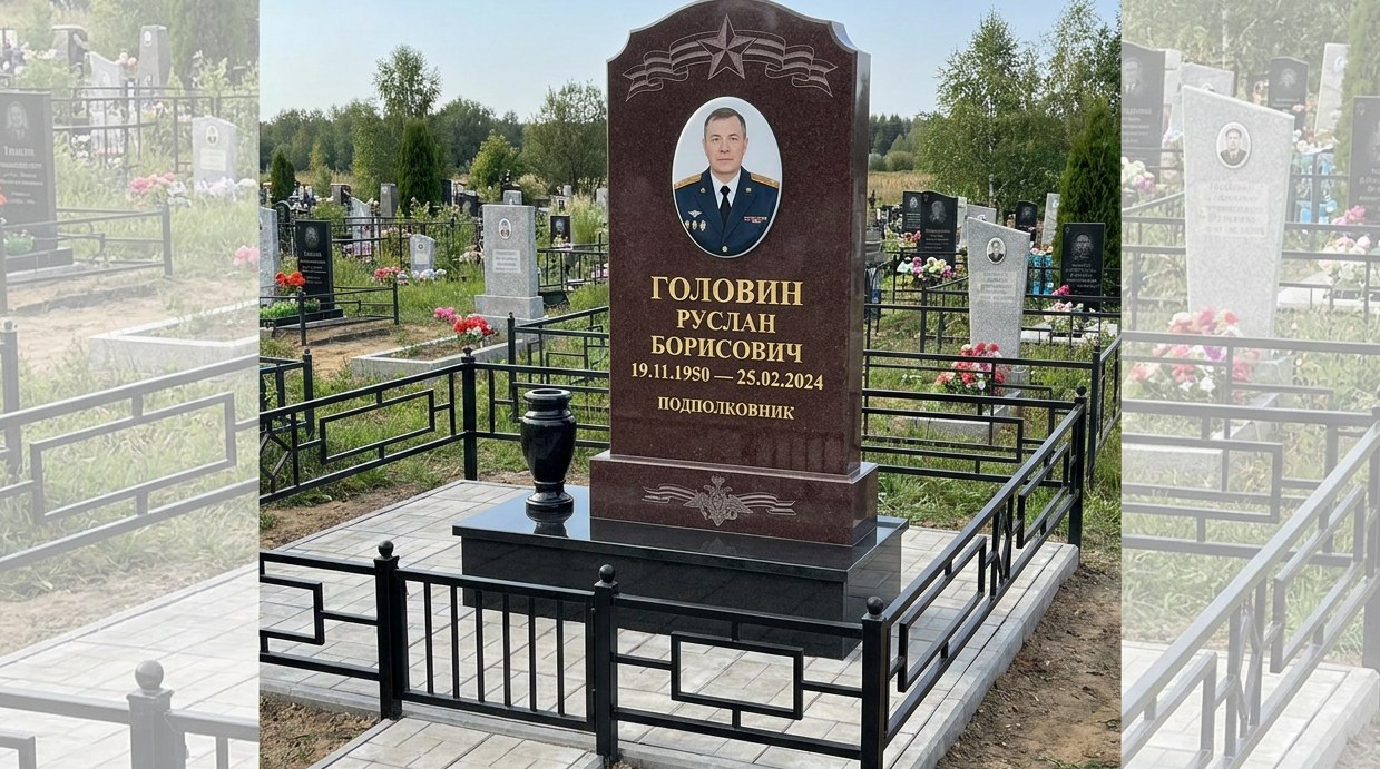 Пример дизайна: Гранитный памятник военному с лавровым венком и звездой — фото и цена