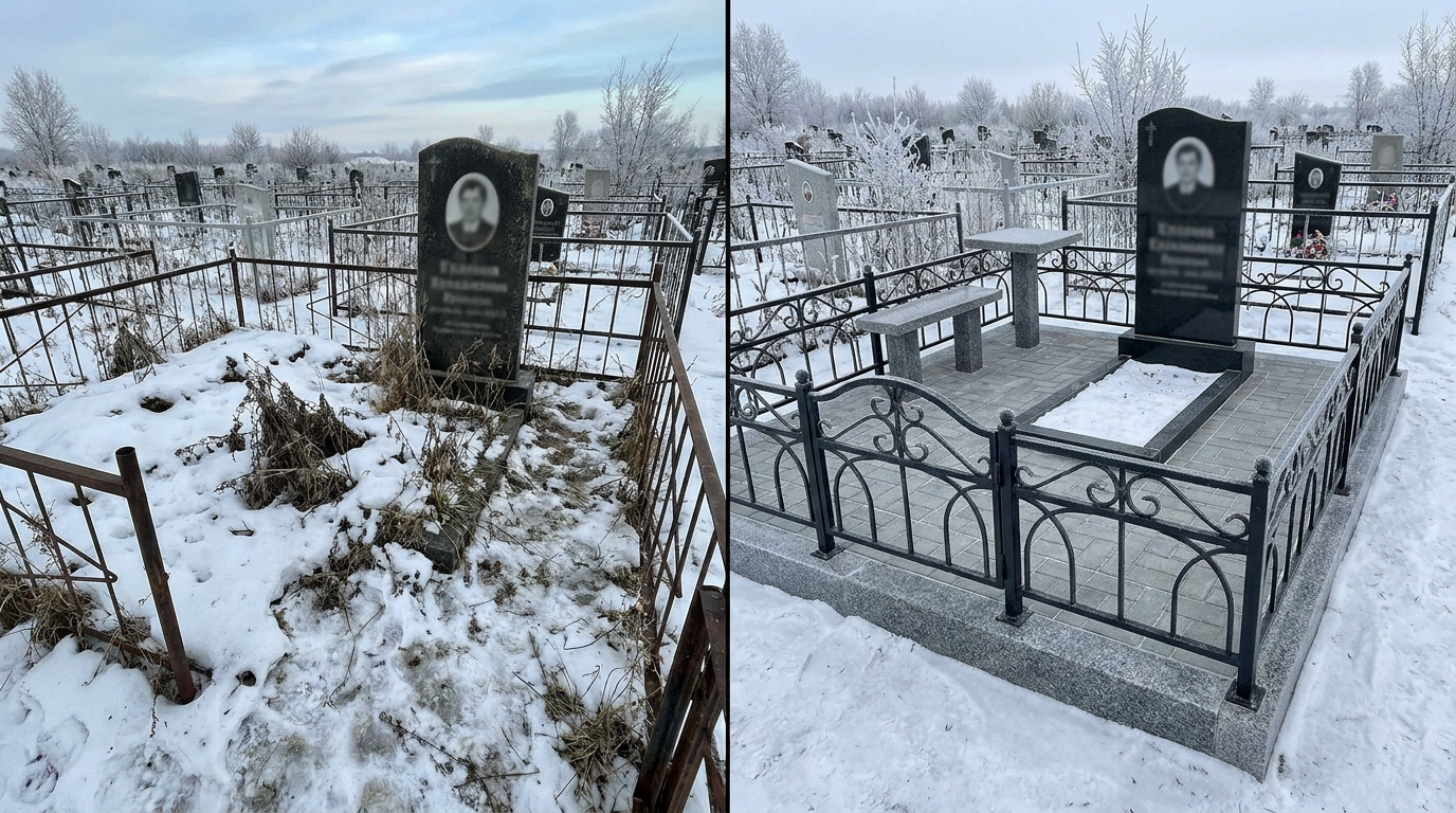 Благоустройство могилы в Хабаровске — пример 2